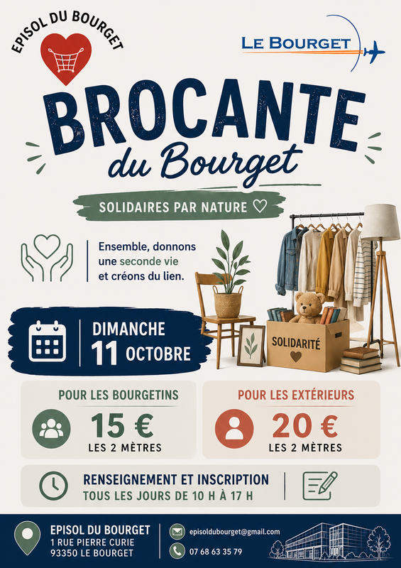 Affiche Brocante solidaire d'Episol du Bourget au Bourget