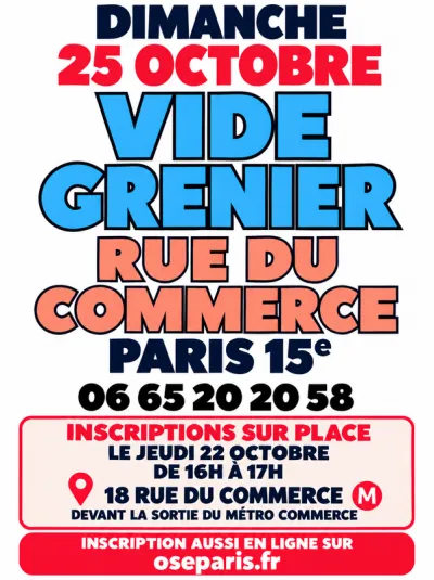 Affiche Vide-grenier de la rue du Commerce à Paris 15e