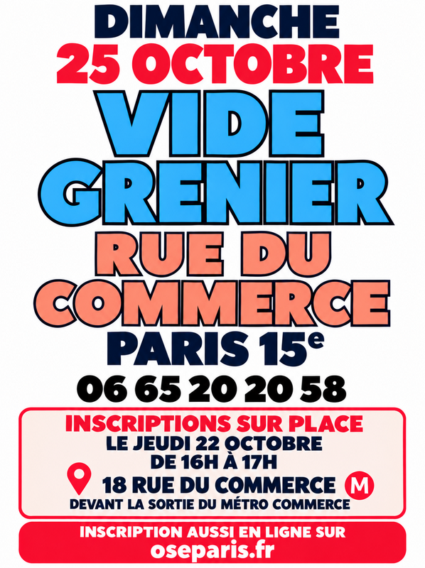 Affiche Vide-grenier de la rue du Commerce à Paris 15e