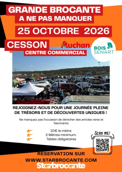 Affiche Brocante du centre commercial Auchan Bois Sénart à Cesson