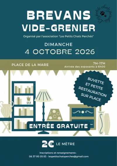 Affiche Vide-grenier des Petits Chats Perchés à Brevans