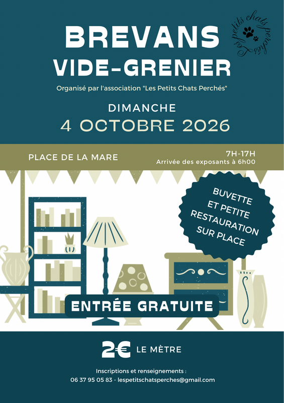 Affiche Vide-grenier des Petits Chats Perchés à Brevans