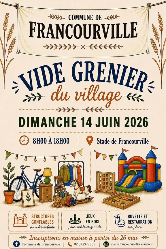 Affiche Vide-grenier du village Francourville dimanche 14 juin 2026 (28700)