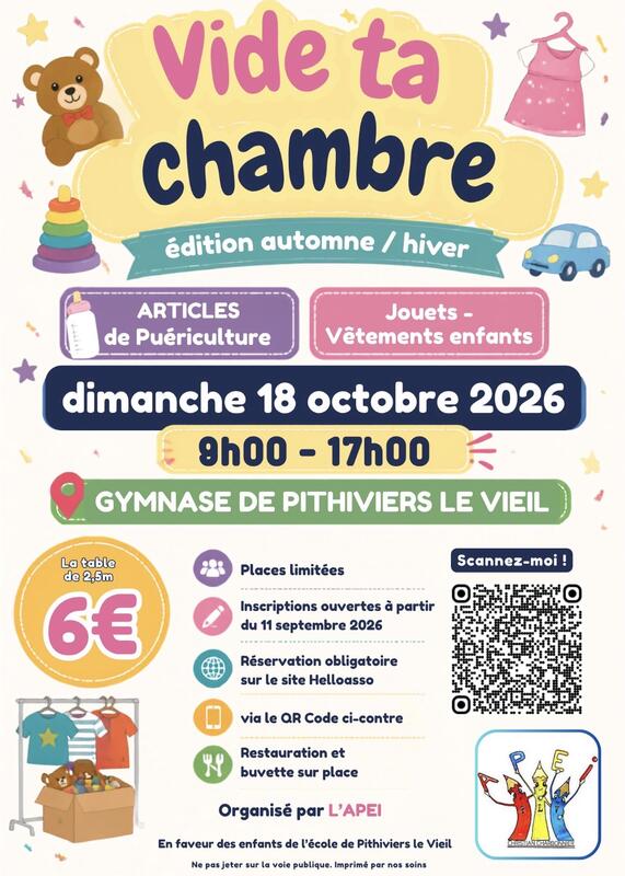 Affiche Vide ta chambre de l'APEI à Pithiviers-le-Vieil