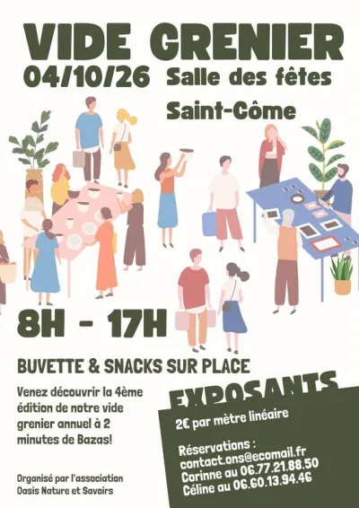 Affiche Vide-grenier d'Oasis Nature et Savoirs à Saint-Côme