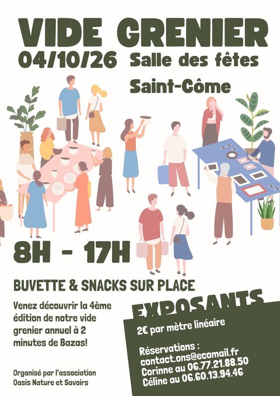 Affiche Vide-grenier d'Oasis Nature et Savoirs à Saint-Côme