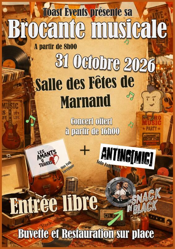Affiche Brocante musicale de Toast Events à Thizy-les-Bourgs