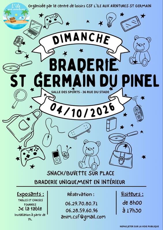 Affiche Braderie du centre de loisirs à Saint-Germain-du-Pinel