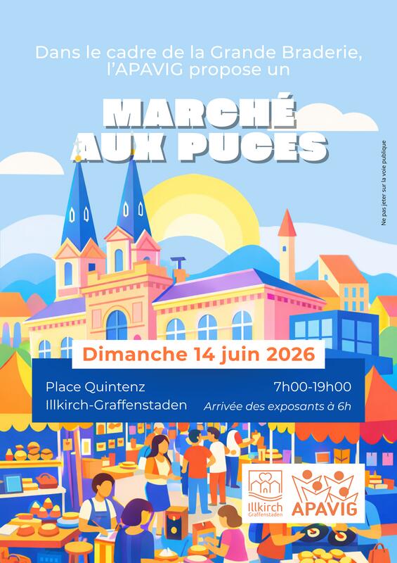 Affiche Marche aux puces Illkirch-Graffenstaden dimanche 14 juin 2026 (67400)