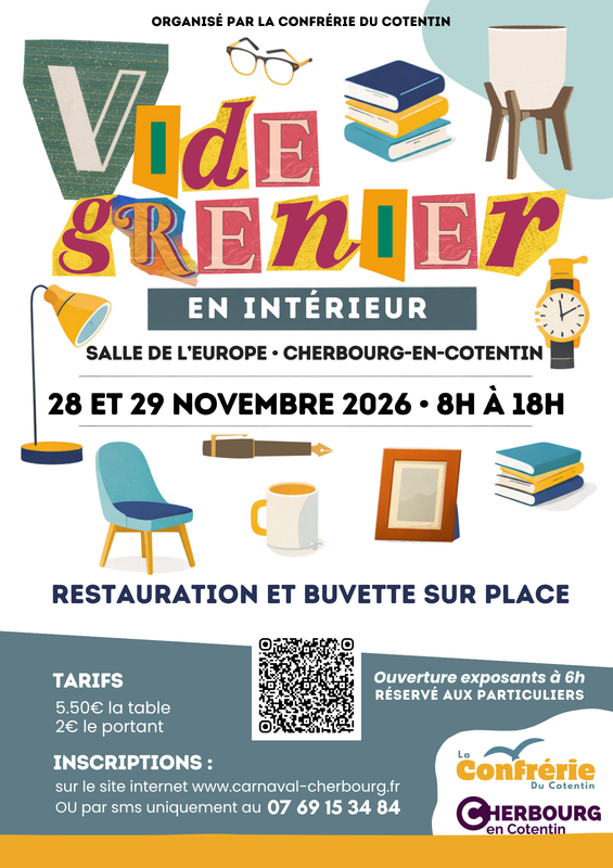 Affiche Vide-grenier en intérieur de la Confrérie du Cotentin à Cherbourg