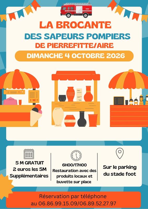 Affiche Brocante des sapeurs-pompiers de Pierrefitte-sur-Aire