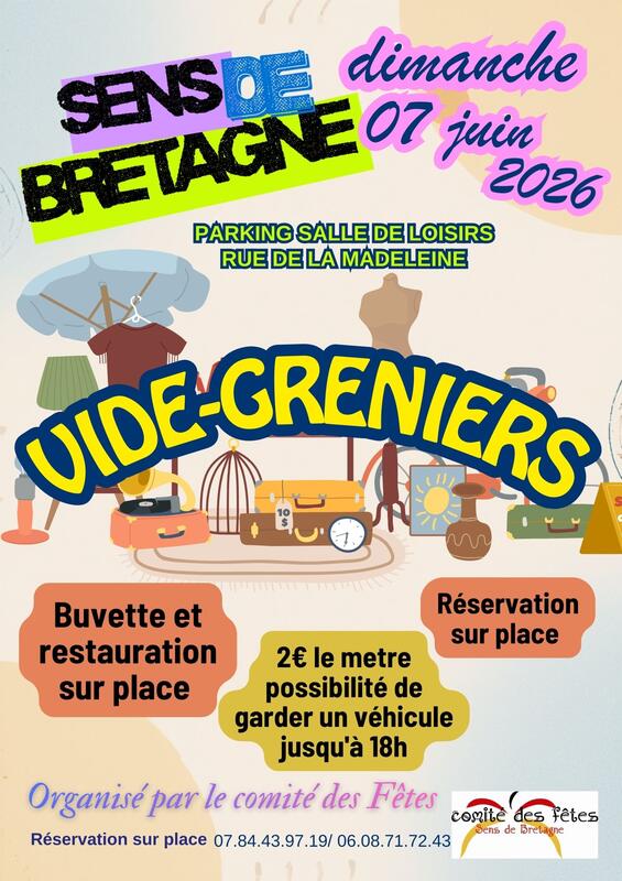 Affiche Vide-greniers de Sens-de-Bretagne - Comité des Fêtes - Ille-et-Vilaine
