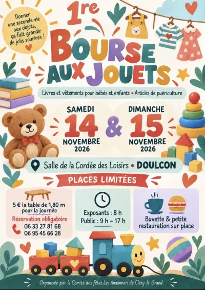 Affiche Bourse aux jouets du comité des fêtes Les Andonnais à Doulcon
