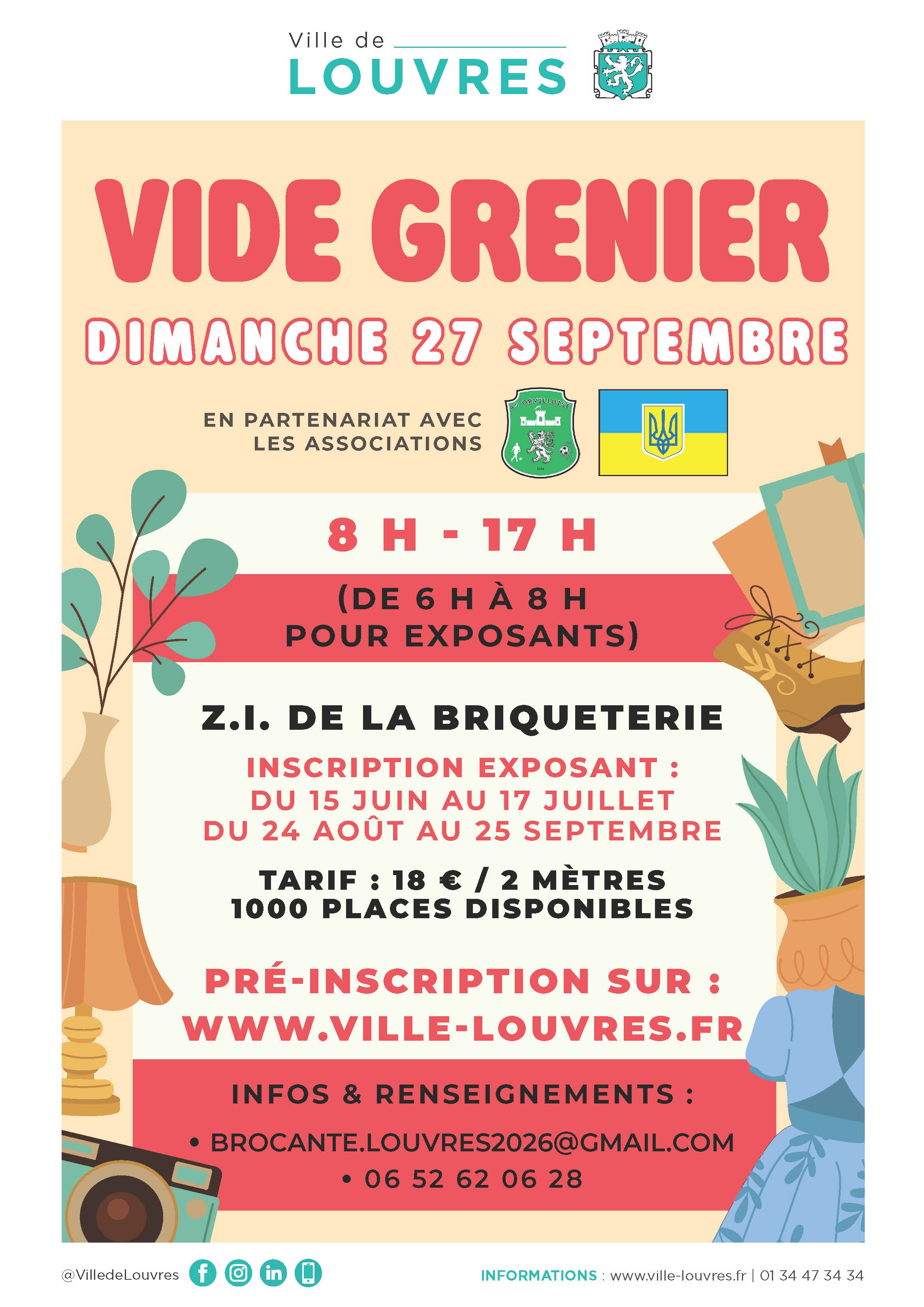 Affiche Vide-grenier Louvres dimanche 27 septembre 2026 à la Briqueterie (95380)