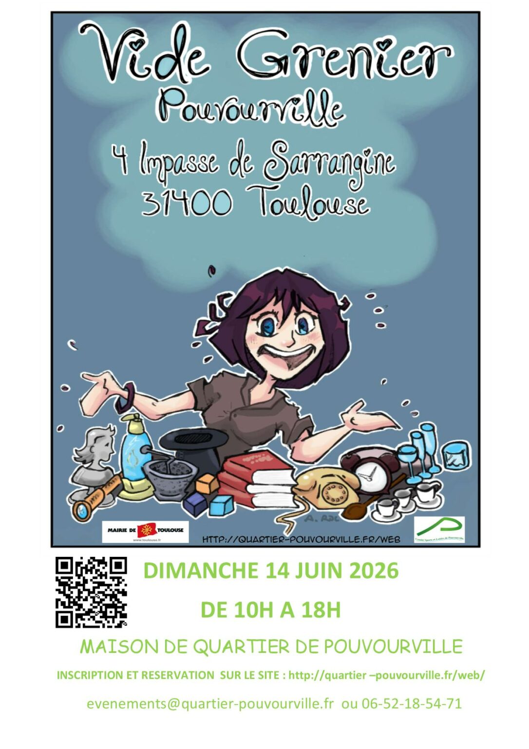 Affiche Vide-Grenier - Maison de Quartier de Pouvourville - Toulouse