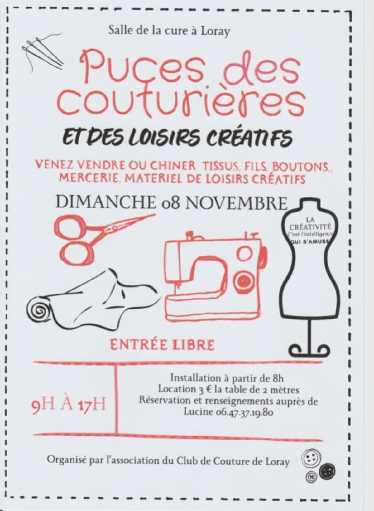Affiche Puces des couturières et des loisirs créatifs de Loray