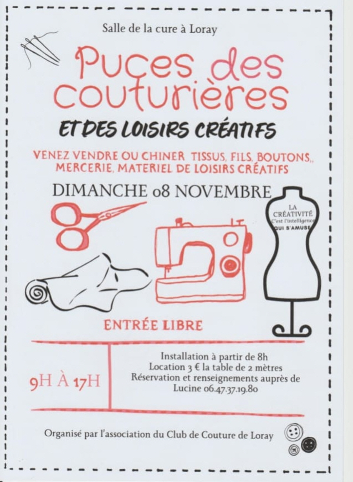 Affiche Puces des couturières et des loisirs créatifs de Loray