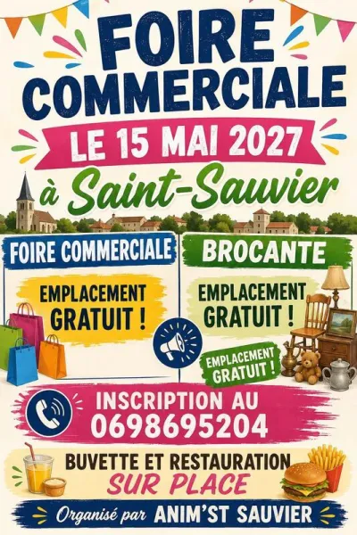 Affiche Foire commerciale et brocante d'Anim'St Sauvier