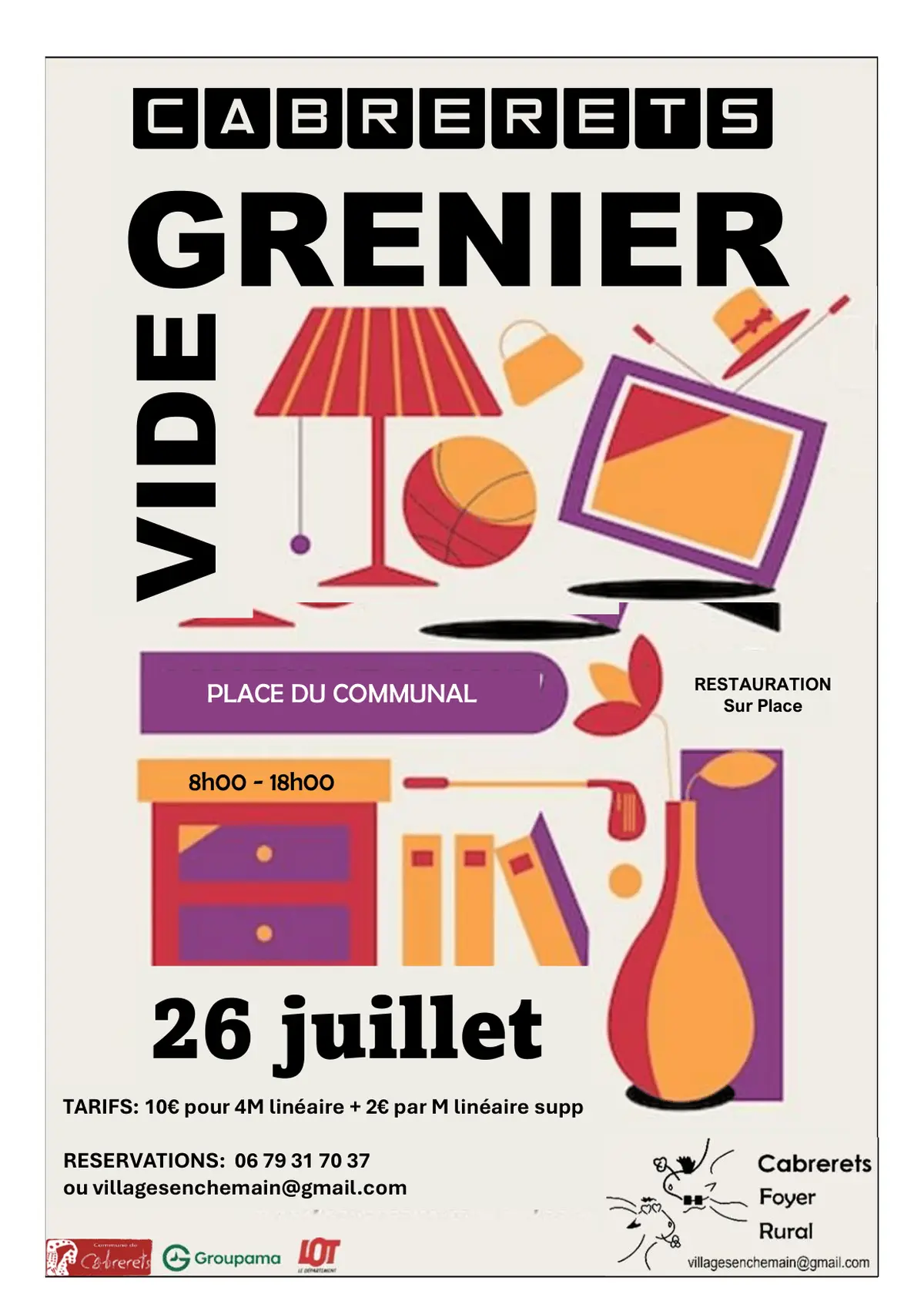 Affiche Vide-grenier Cabrerets dimanche 26 juillet 2026 (46330)