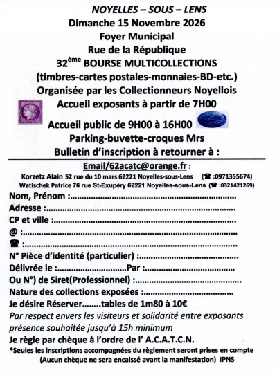 Affiche Bourse multicollections de Noyelles-sous-Lens