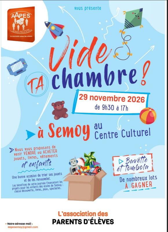 Affiche Vide ta chambre de l'AAPES au Centre Culturel de Semoy