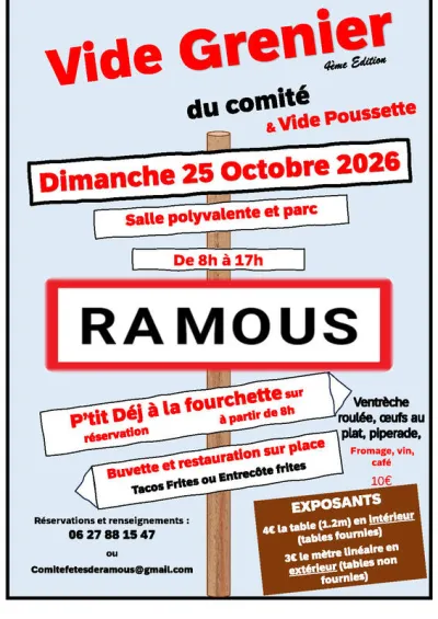 Affiche Vide-grenier et vide-poussette du comité à Ramous