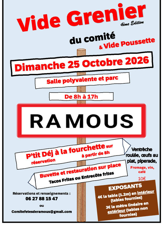 Affiche Vide-grenier et vide-poussette du comité à Ramous