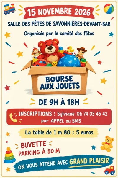 Affiche Bourse aux jouets du comité des fêtes de Savonnières-devant-Bar