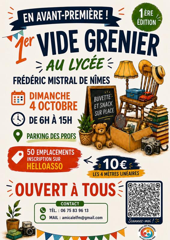 Affiche Vide-grenier du lycée Frédéric Mistral à Nîmes