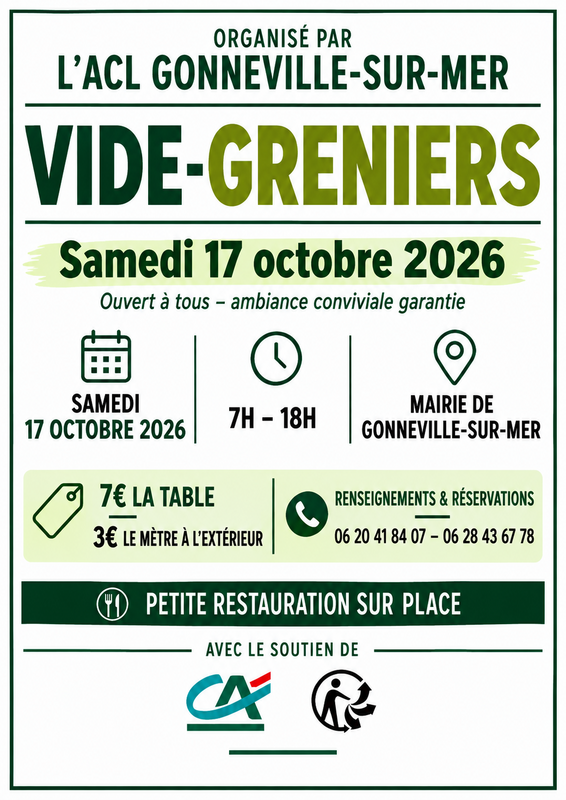 Affiche Vide-greniers de l'ACL à Gonneville-sur-Mer