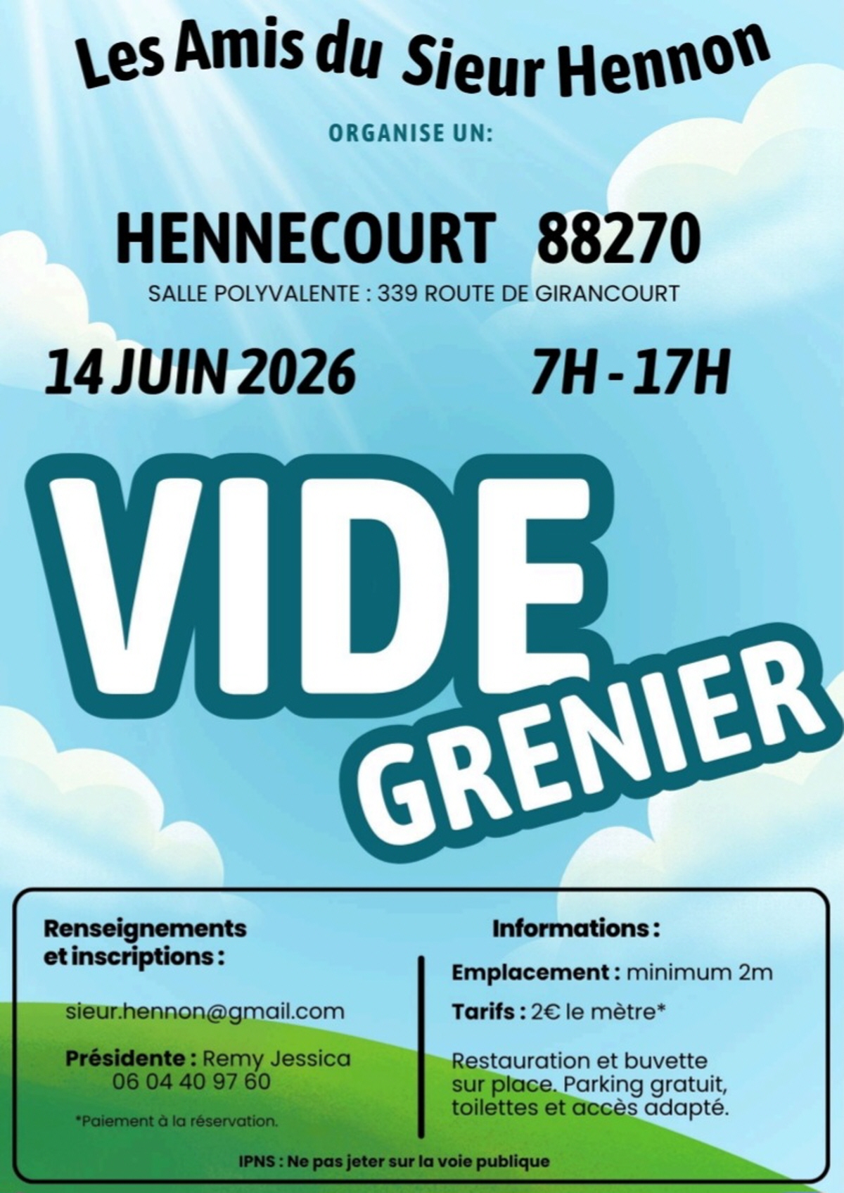 Affiche Vide-grenier Hennecourt dimanche 14 juin 2026 (88270)