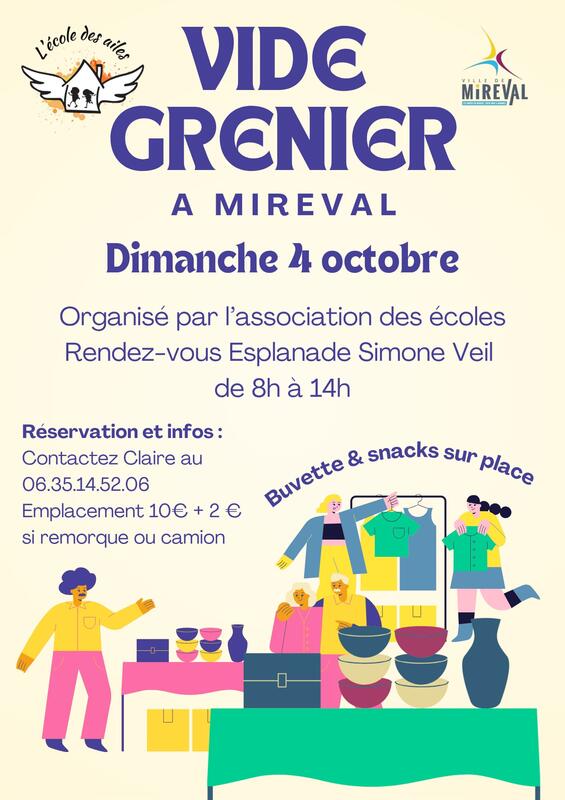 Affiche Vide-grenier de l'association des écoles à Mireval