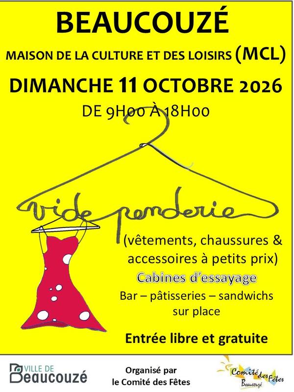 Affiche Vide-penderie du comité des fêtes à Beaucouzé