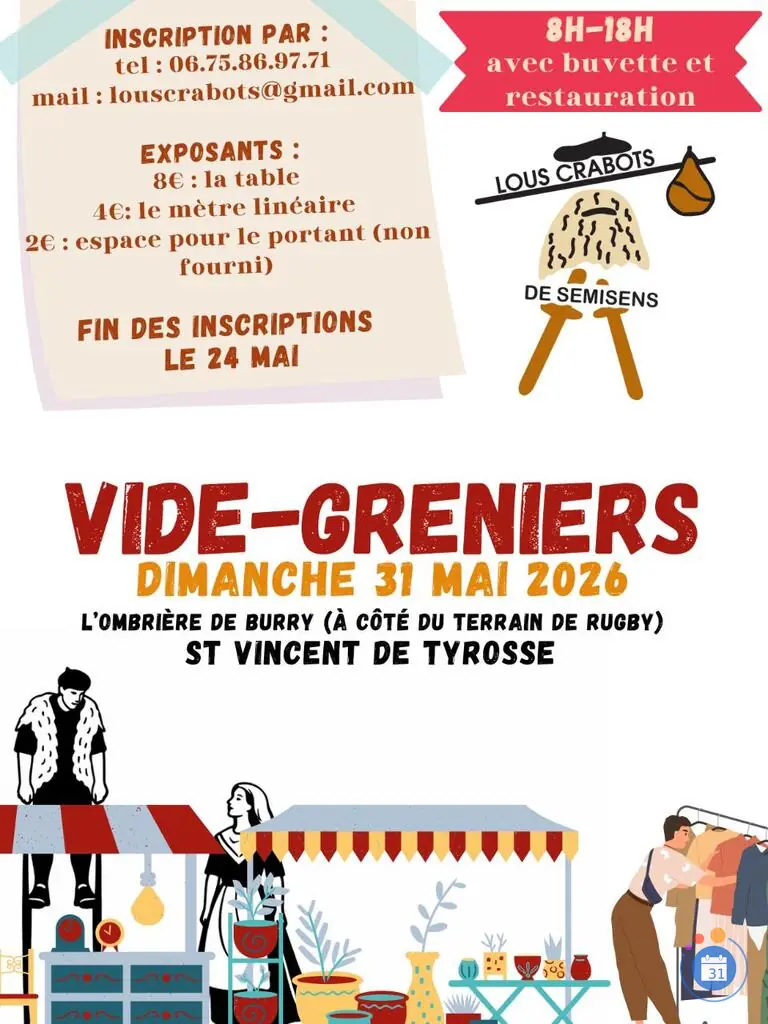 Affiche Vide grenier de Lous Crabots de Semisens