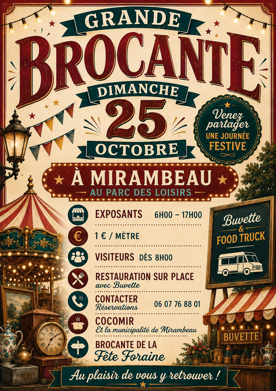Affiche Brocante de la fête foraine de Mirambeau