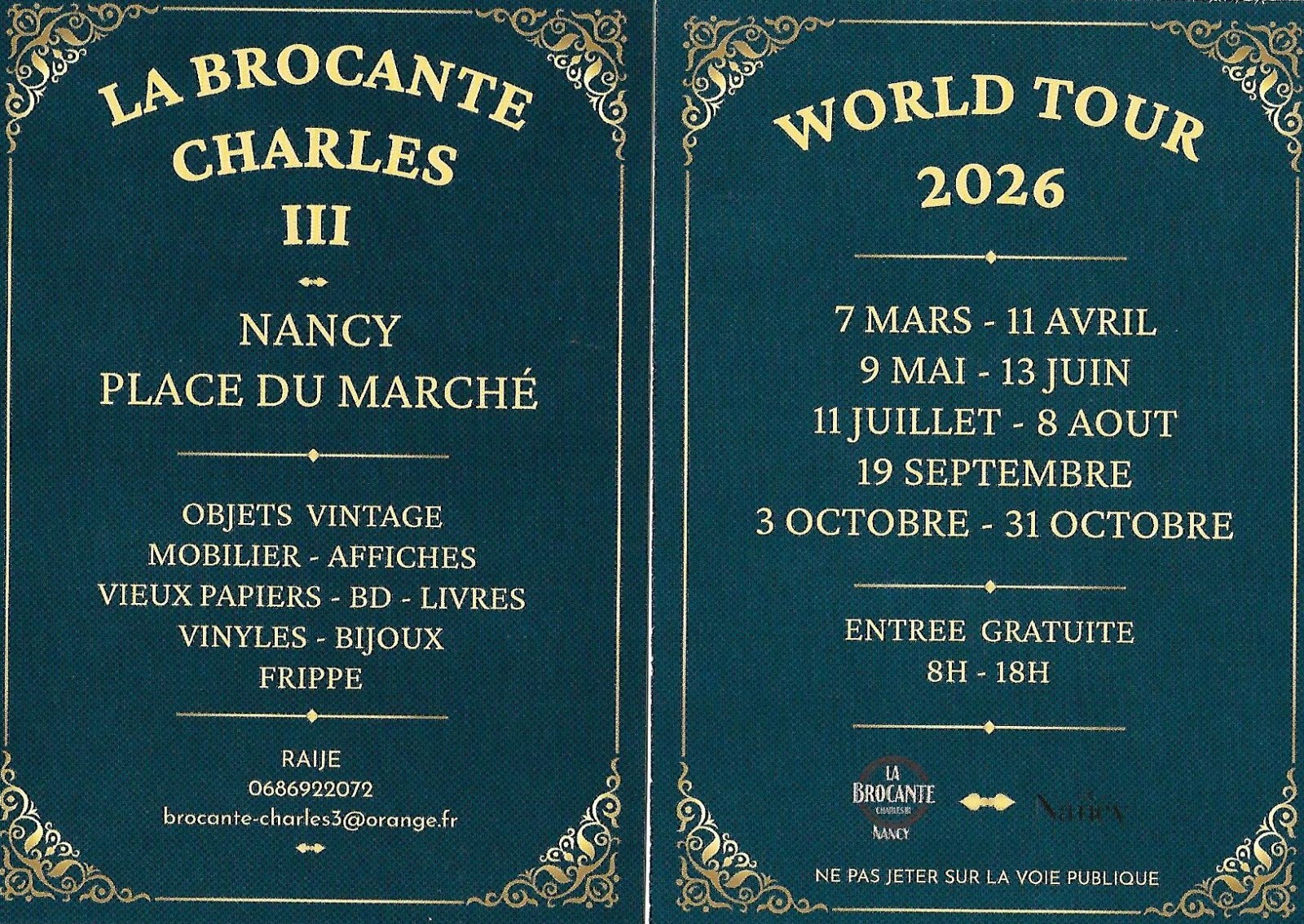 Affiche Brocante Charles III Nancy samedi 11 juillet 2026 (54000)