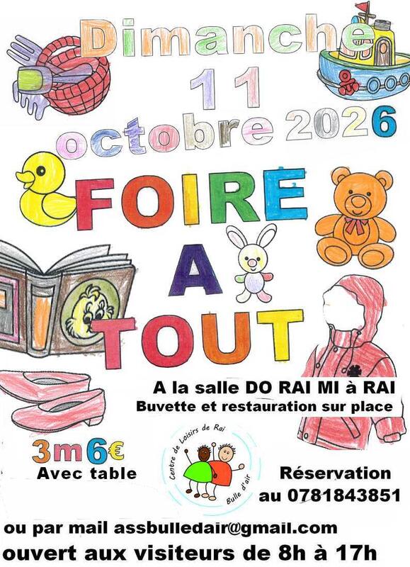 Affiche Foire à tout du centre de loisirs Bulle d'air à Rai