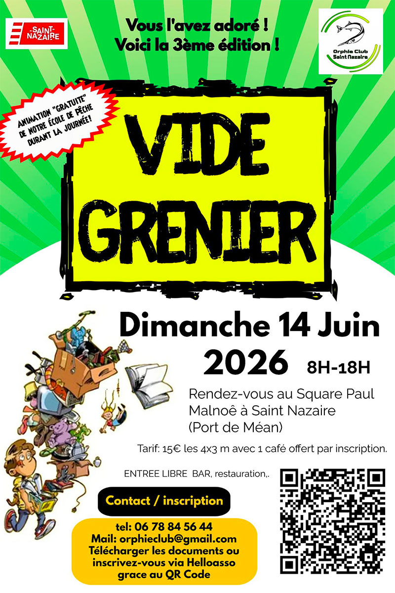 Affiche Vide-grenier Orphie Club Saint-Nazaire dimanche 14 juin 2026 (44600)