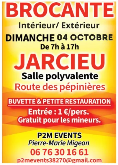 Affiche Brocante de P2M Events à Jarcieu