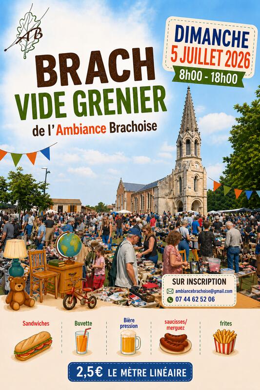 Affiche Vide-grenier Brach dimanche 5 juillet 2026 (33480)
