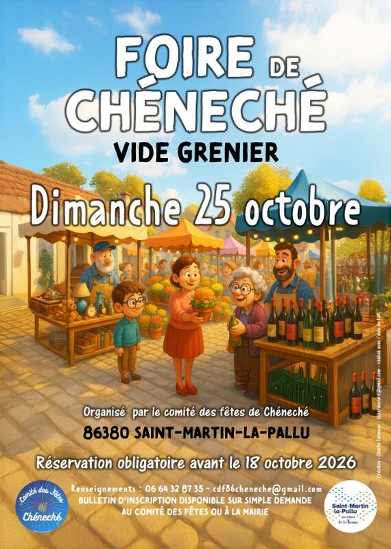 Affiche Vide-grenier de la Foire de Chénéché à Saint-Martin-la-Pallu