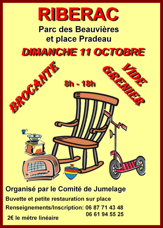 Affiche Brocante et vide-grenier du Comité de Jumelage à Ribérac