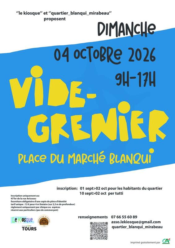 Affiche Vide-grenier de la place du marché Blanqui à Tours
