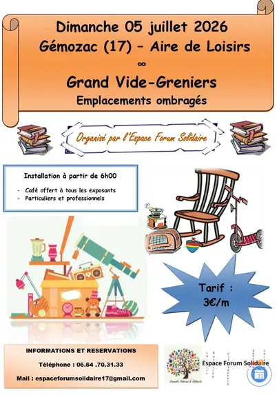 Affiche Vide-grenier Gémozac dimanche 5 juillet 2026 (17260)