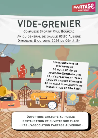 Affiche Vide-grenier de Partage Auvergne à Aubière
