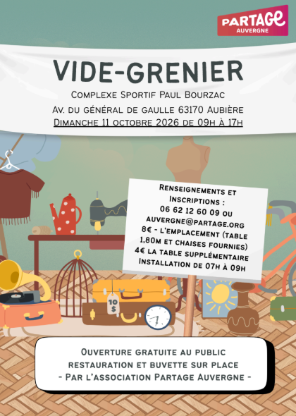 Affiche Vide-grenier de Partage Auvergne à Aubière