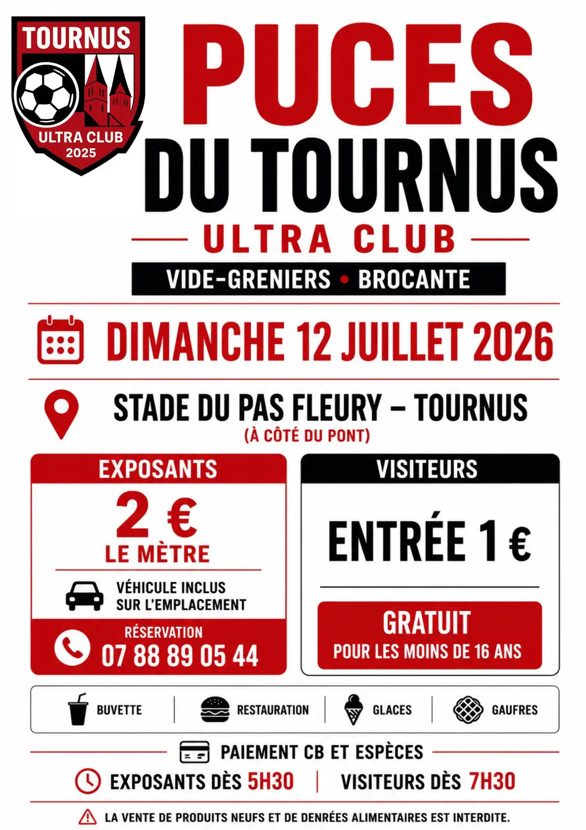 Affiche Puces vide-grenier Tournus dimanche 12 juillet 2026 (71700)