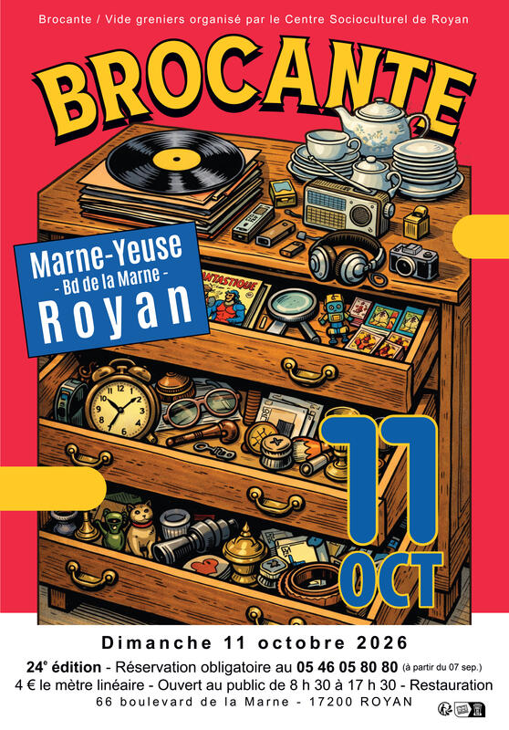 Affiche Brocante du Centre Socioculturel à Royan Marne-Yeuse