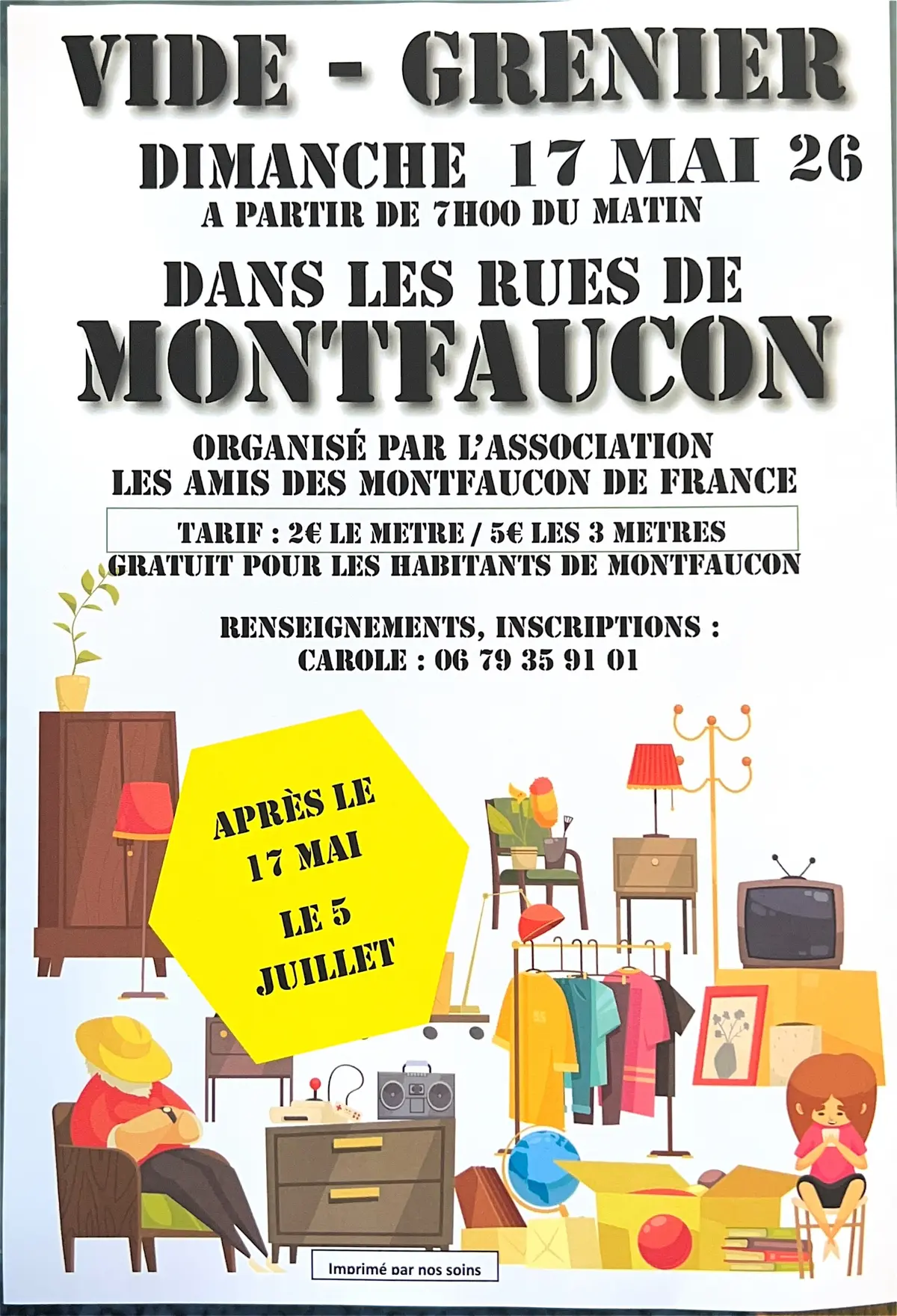 Affiche Vide-grenier Montfaucon dimanche 5 juillet 2026 (25660 Doubs)