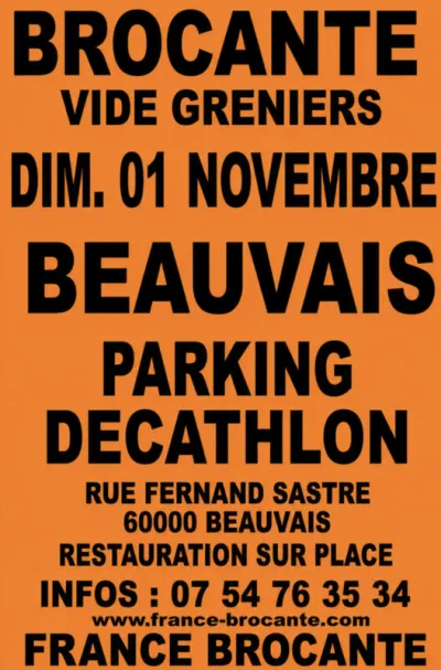 Affiche Brocante vide-greniers de France Brocante à Beauvais
